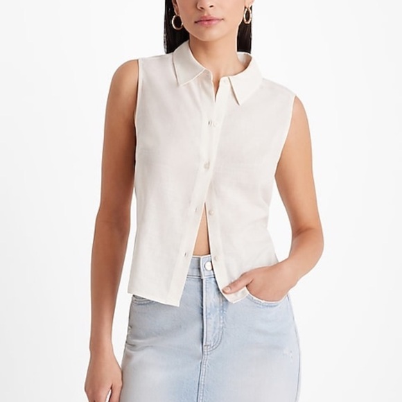 Express Tops - Express Linen Blend Sleeveless Top